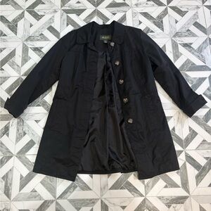 Eddie Bauer Trench Coat Jacket M
Womens black Front Button 
Collar Gorpcore